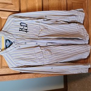 Men's XL Harley-Davidson long sleeve button down shirt grey yellow & black